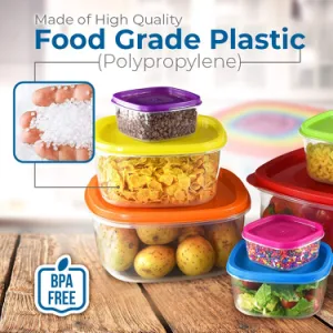 7PCS/14PCS PP Material Plastic Food Storage Container with Rainbow Lids