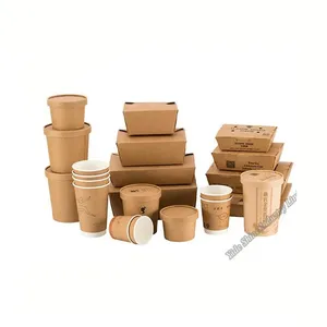 Disposable Takeaway Salad Bowl Kraft Paper Box Lunch Food Container Box