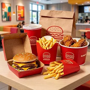 Customized Printed Logo Fast Food Burger Fried Chicken Hot Dog Box Food Takeaway Packaging