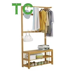 Multipurpose Bamboo Clothes Drying Rack/Clothes Shelf Garment Rack Hall Multi-Layer Shoe Rack