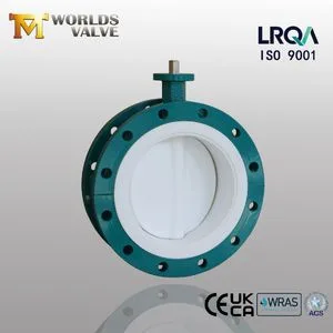Food Grade White Plastic PTFE PFA Lined Coated Sanitary Wafer Control Butterfly Valve for Strong Basicity Chemical Industry