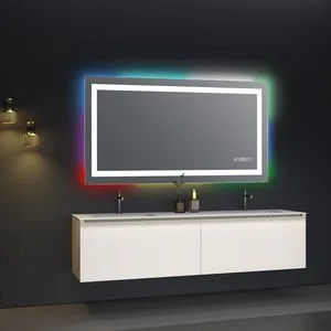 ETL Certified Makeup Mirror Elegant Design Framele Bathroom Mirror with RGB Lights for Vanity Cabinet