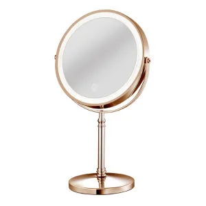 Lighted Makeup Mirror, 8" Rechargeable Double Sided Magnifying Mirror with 3 Colors, 1X/10X 360° Rotation Touch Screen Vanity Mirror