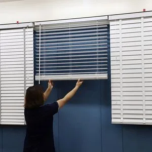 Faux Wood Blinds with Classic Valance, Cordless 2" Slat, 22" W X 60"H, for Indoor Windows, Room Darkening Window Blinds for Home Interior Windows Doors