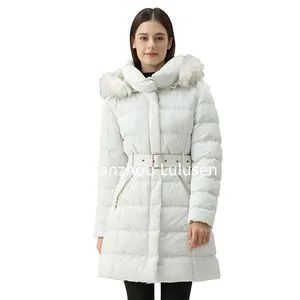 Blossom Custom Lulusen Winter Girl Long Plus Size Down Coat Ladies Belt Padded Thick Warm Fur Hooded Women Parka Jacket