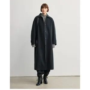 Women's Double-Faced Wool Lyocell Blend Crew Neck Long Coat Vintage-Inspired Fall Winter