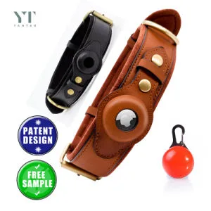 Wholesale Hot Sales Pet Accessories High Quality Genuine Leather GPS Tracker Airtag Dog Collar